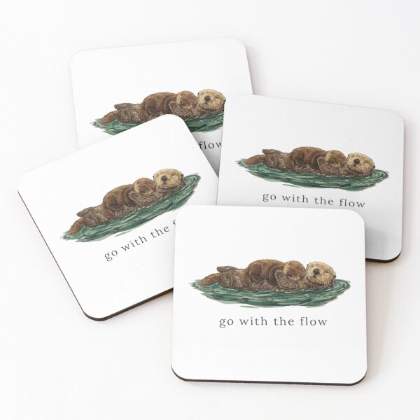 Item preview, Go With The Flow, Cute Otter, Sea Otter Lover, Vintage Nature, Ocean Life, Retro designed and sold by toongstudio.