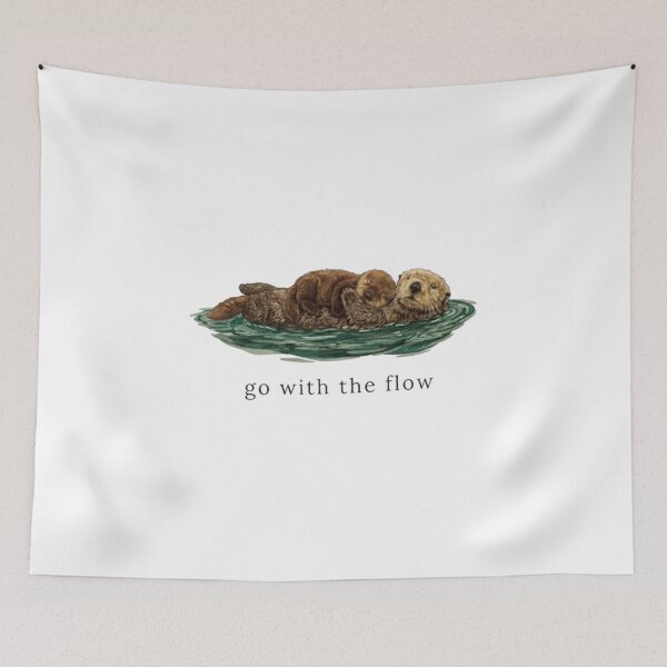 Item preview, Go With The Flow, Cute Otter, Sea Otter Lover, Vintage Nature, Ocean Life, Retro designed and sold by toongstudio.