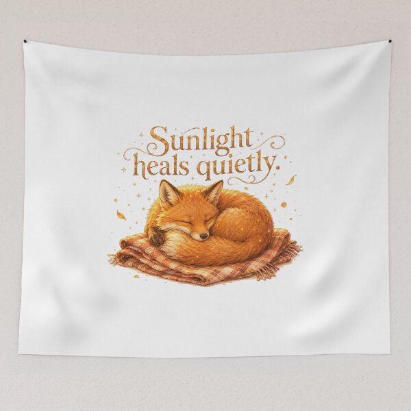 Item preview, Sleepy Fox Sunlight Heals Quietly Sunflower Sunset designed and sold by AQUILAKREO.