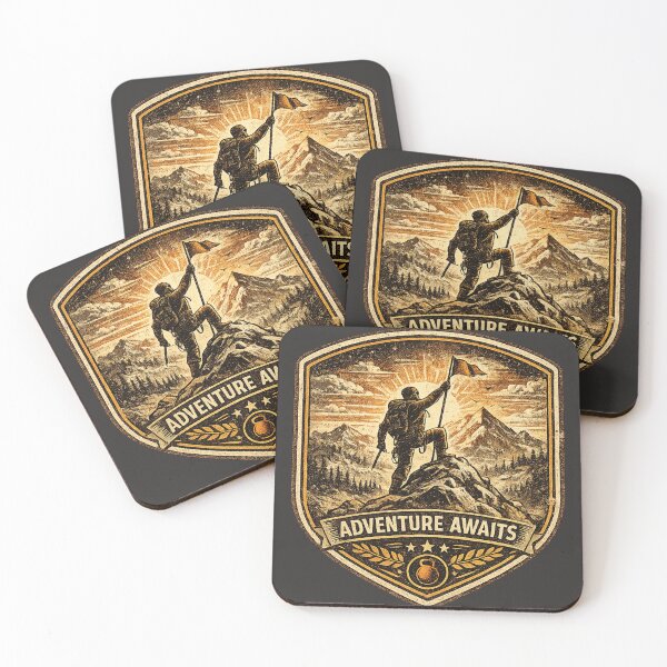 Item preview, Adventure Awaits – Vintage Mountain Climber Badge designed and sold by JustResultsCo.