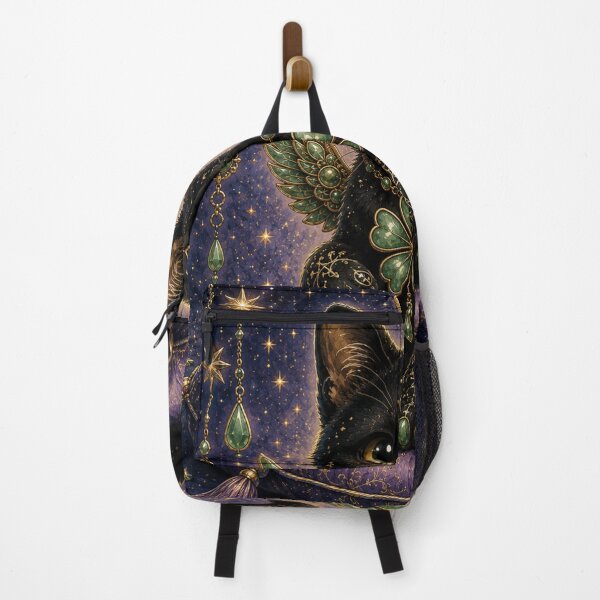 Item preview, Celestial Jade Black Clover Cat Fantasy Art Lucky Guardian Dreamscape designed and sold by Mindworx21.