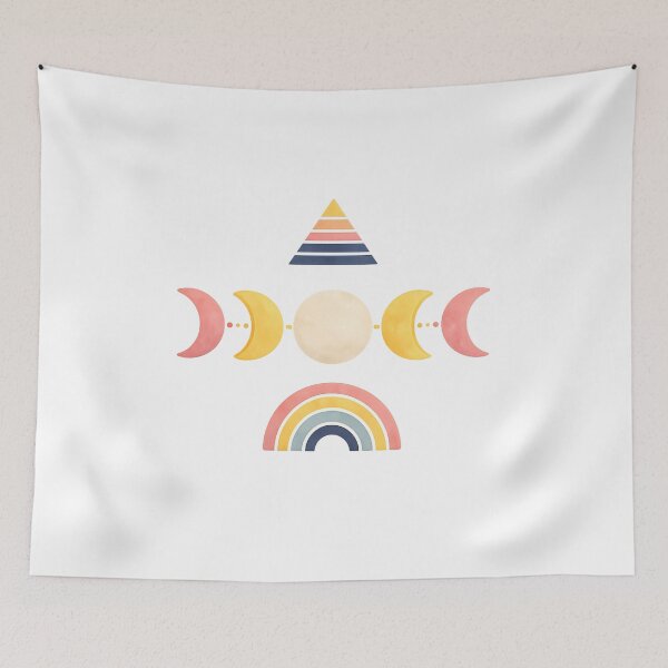 Item preview, Boho Moon Phase Rainbow Minimalist Fashion designed and sold by SoftSproutstu.