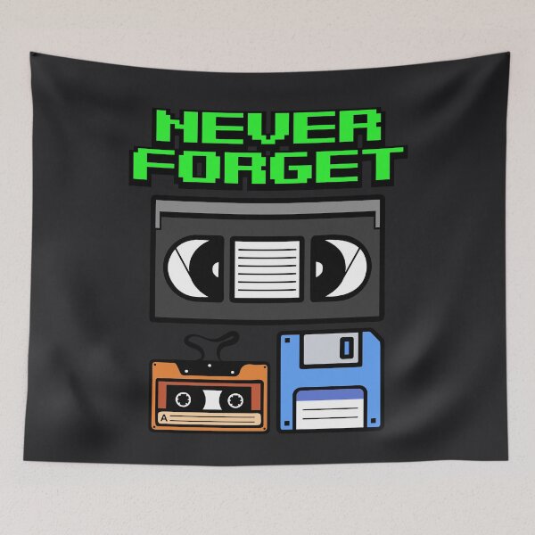 Item preview, Never Forget Floppy Disk, VHS and Casette Tape 80s 90s designed and sold by melsens.