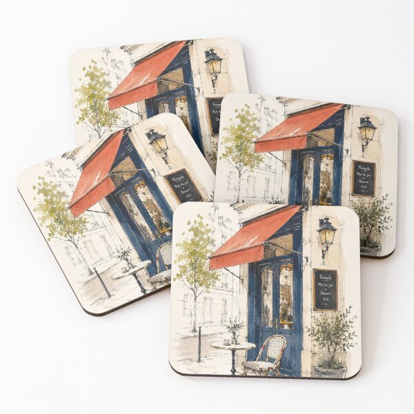 Item preview, French Café Sketch Art | Paris Bistro Watercolor Art  designed and sold by CARRAANN.