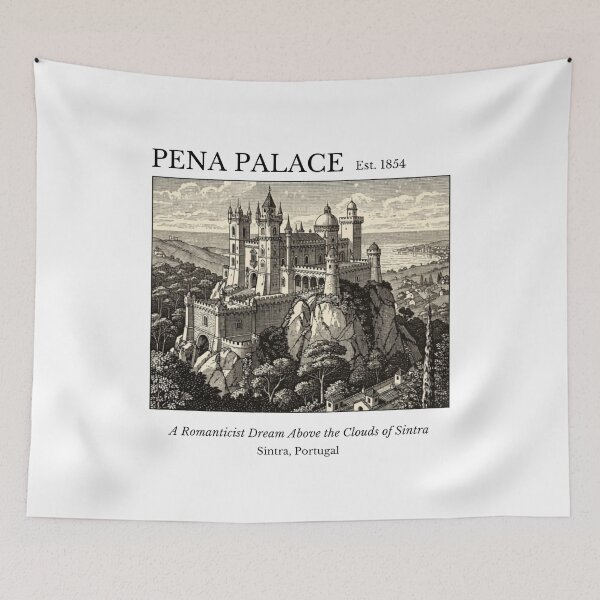 Item preview, Pena Palace Vintage Engraving Art Print | Romanticist Dream Sintra Portugal | UNESCO World Heritage Wall Decor designed and sold by Panom Suavichien.