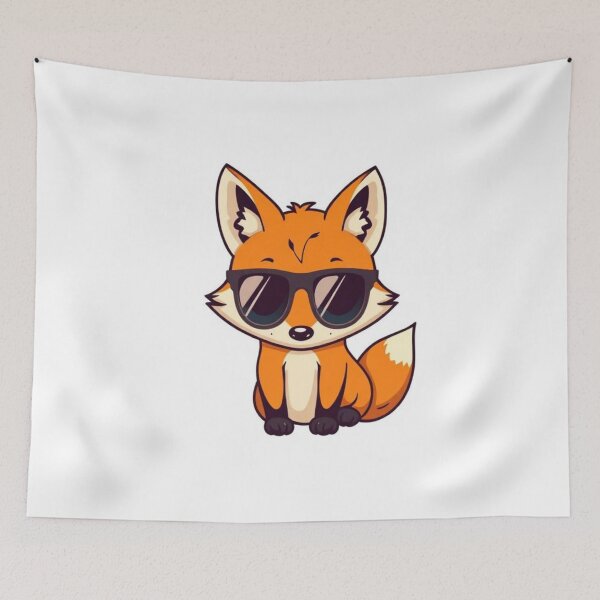 Artikelvorschau, Niedliche Kawaii-Fuchs-Sonnenbrille im Vintage-Retro-Cartoon-Stil entworfen und verkauft von Higherclothing.
