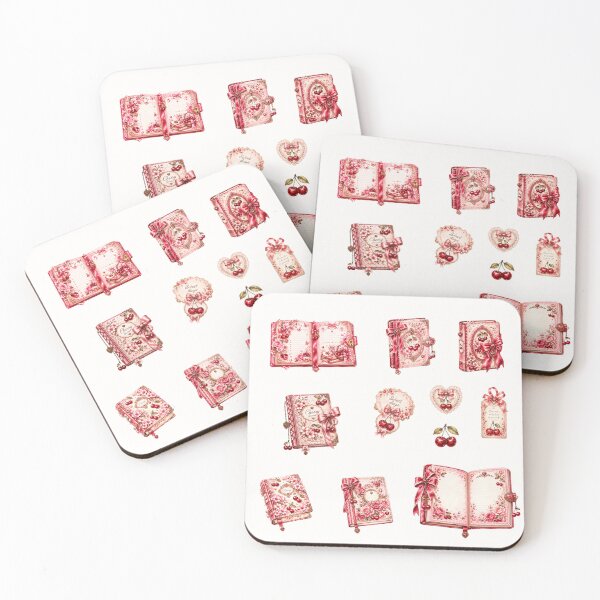 Item preview, Cherrycore Coquette Journal Sticker Set with Pink Bows, Cherry Blossoms and Vintage Diary Clipart designed and sold by looplandger.