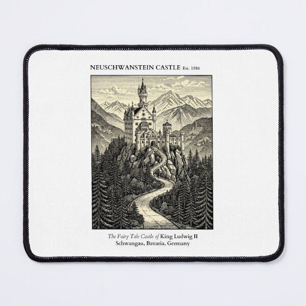 Item preview, Neuschwanstein Castle Vintage Engraving Art Print | Bavarian Alps Fairy Tale Castle Germany | King Ludwig II Wall Decor designed and sold by Panom Suavichien.