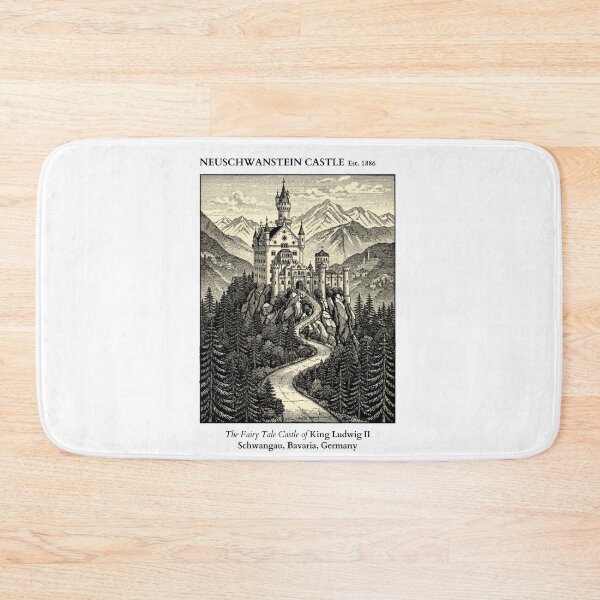 Item preview, Neuschwanstein Castle Vintage Engraving Art Print | Bavarian Alps Fairy Tale Castle Germany | King Ludwig II Wall Decor designed and sold by Panom Suavichien.