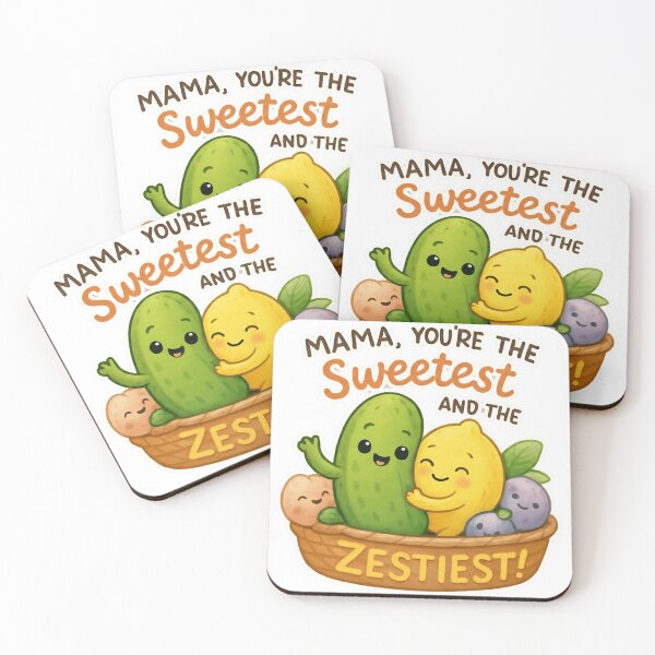 Item preview, Mama You're The Sweetest & Zestiest Cute Fruit Family | Funny Mother's Day Gift | Kawaii Pickle Lemon Mom Design for T-Shirt, Sticker, Mug designed and sold by Basma Designs | Retro, Kawaii Shirts & Stickers.