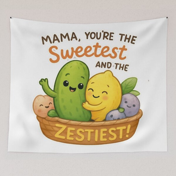 Item preview, Mama You're The Sweetest & Zestiest Cute Fruit Family | Funny Mother's Day Gift | Kawaii Pickle Lemon Mom Design for T-Shirt, Sticker, Mug designed and sold by Basma Designs | Funny Shirts, Stickers & Mugs.