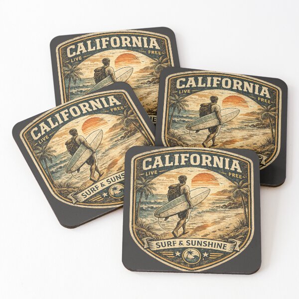 Item preview, Surf & Sunshine – Vintage Coastal Surf Badge designed and sold by JustResultsCo.
