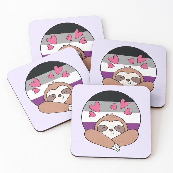 Item preview, LGBTQ Sloth - Kawaii Asexual Pride Sloth With Hearts designed and sold by Cannaxes Studio.