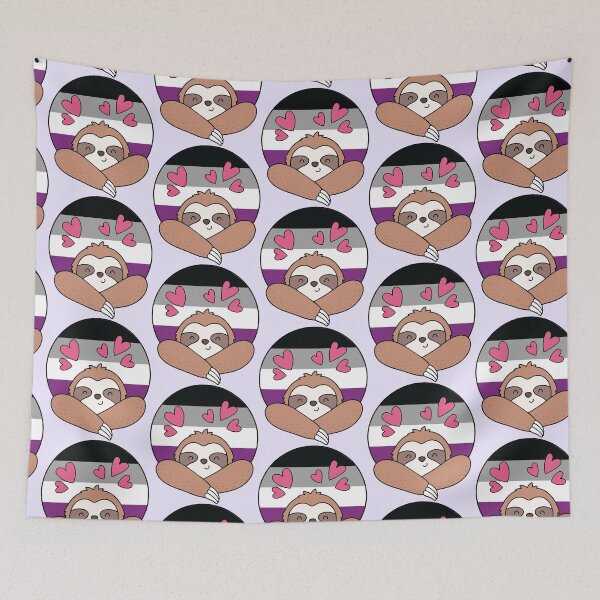 Item preview, LGBTQ Sloth - Kawaii Asexual Pride Sloth With Hearts designed and sold by Cannaxes Studio.