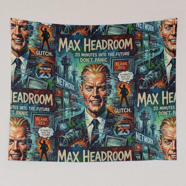 Item preview, Max Headroom Poster – Retro 1980s Cyberpunk Sci-Fi Impasto Oil Painting designed and sold by Art's Diner.