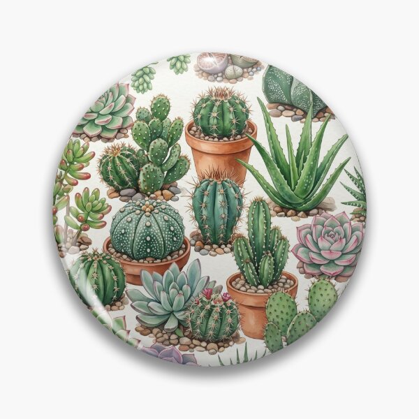 Item preview, Cute Kawaii Watercolor Potted Cacti and Succulents Pattern designed and sold by 21 Tulips.