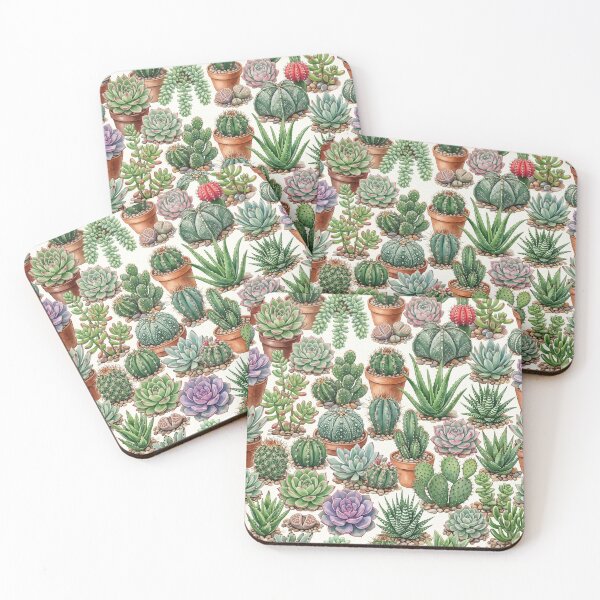 Item preview, Cute Kawaii Watercolor Potted Cacti and Succulents Pattern designed and sold by 21 Tulips.