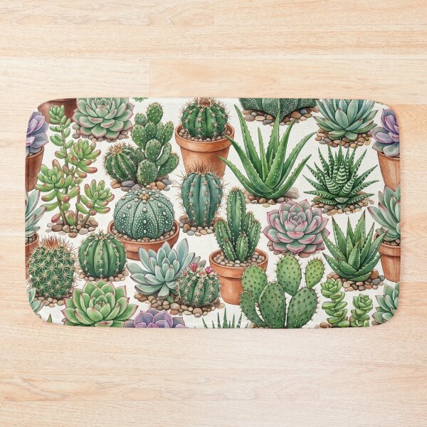 Item preview, Cute Kawaii Watercolor Potted Cacti and Succulents Pattern designed and sold by 21 Tulips.