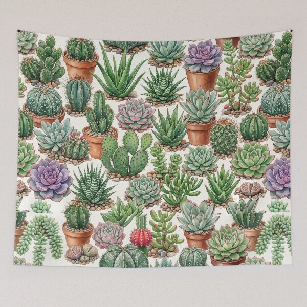Item preview, Cute Kawaii Watercolor Potted Cacti and Succulents Pattern designed and sold by 21 Tulips.