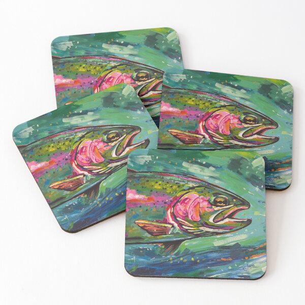 Item preview, Vibrant Rainbow Trout Impressionist Acrylic Painting designed and sold by madtide.
