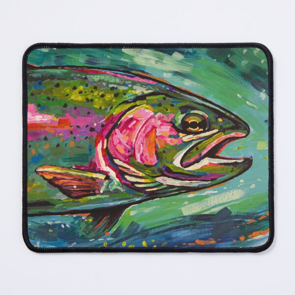 Item preview, Vibrant Rainbow Trout Impressionist Acrylic Painting designed and sold by jmillerstudio.
