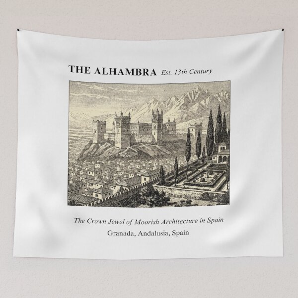 Item preview, The Alhambra Vintage Engraving Art Print | Crown Jewel of Moorish Architecture Granada | Andalusia Spain Wall Decor designed and sold by Panom Suavichien.