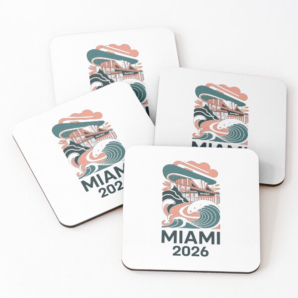 Item preview, Miami 2026 Ocean Wave Football T-Shirt V12 designed and sold by DarylWelsh2024.