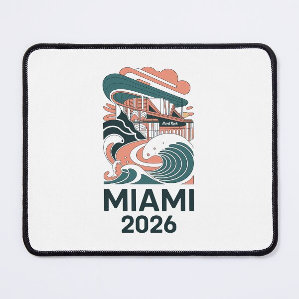 Item preview, Miami 2026 Ocean Wave Football T-Shirt V12 designed and sold by DarylWelsh2024.