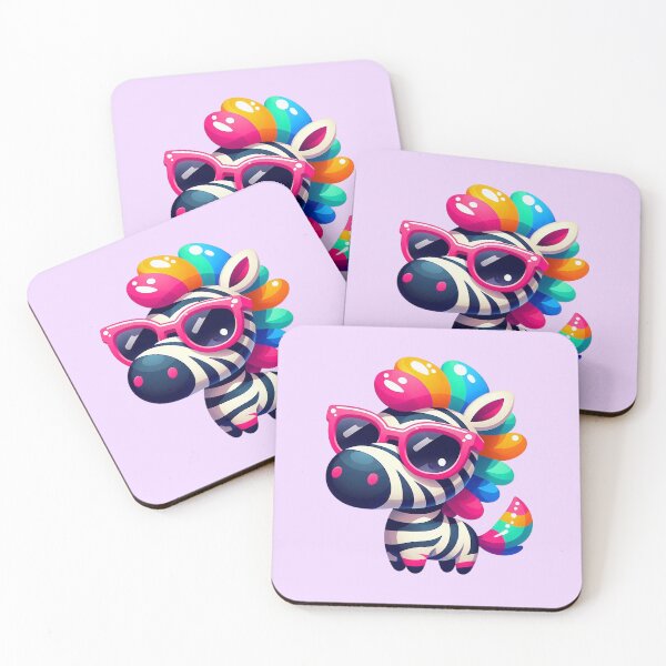 Item preview, Cute Colorful Zebra With Pink Glasses designed and sold by SweetLilith.