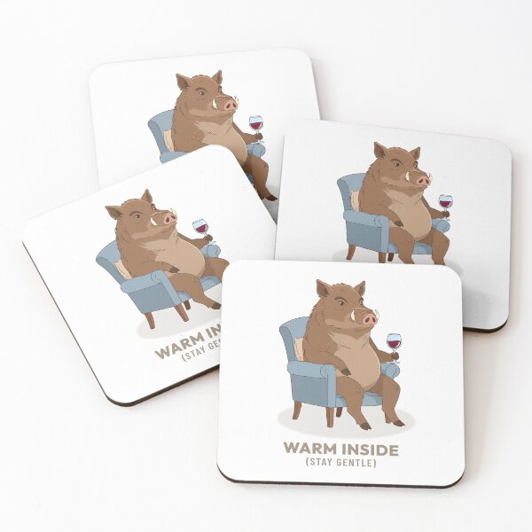 Item preview, Cozy Wild Boar Drinking Wine Vintage Aesthetic designed and sold by Cozy Vintage Animal.