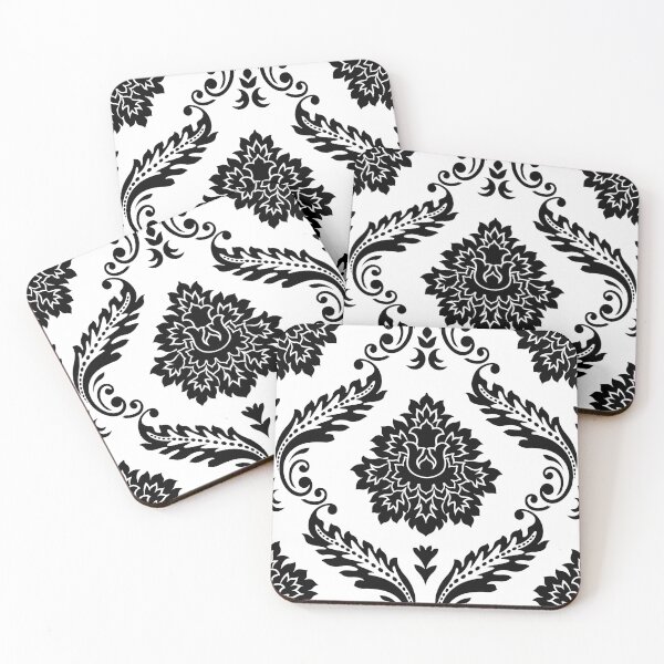 Item preview, Rococo Damask Pattern Black on White designed and sold by NataliePaskell.