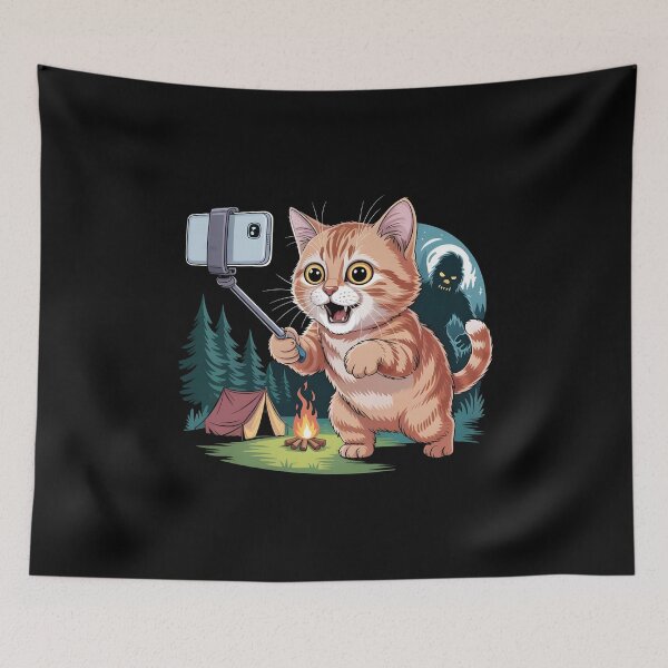 Item preview, Surprised Scared Cat Selfie Funny Cat Taking Selfie with Sasquatch designed and sold by Redgiant87x.