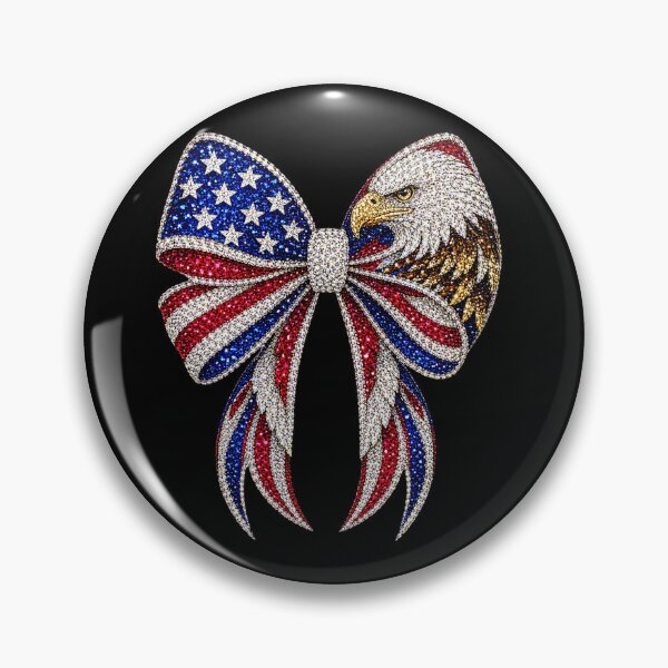 Item preview, Patriotic Eagle Bow Rhinestone Mosaic | American Flag Crystal Bow | USA Bald Eagle Gemstone Design | Fourth of July Western Glam Graphic designed and sold by ColorSplash123.