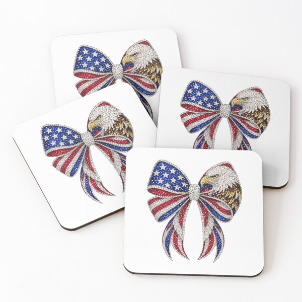 Item preview, Patriotic Eagle Bow Rhinestone Mosaic | American Flag Crystal Bow | USA Bald Eagle Gemstone Design | Fourth of July Western Glam Graphic designed and sold by ColorSplash123.