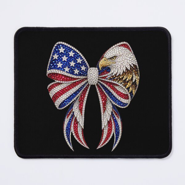 Item preview, Patriotic Eagle Bow Rhinestone Mosaic | American Flag Crystal Bow | USA Bald Eagle Gemstone Design | Fourth of July Western Glam Graphic designed and sold by ColorSplash123.