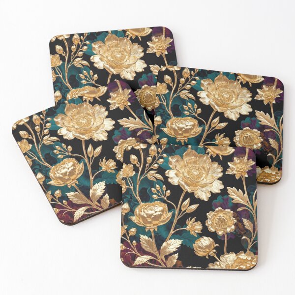 Item preview, Luxury Gold Floral Seamless Pattern, Elegant Metallic Botanical Design, Black Background Flower Print, Premium Vintage Floral Pattern PNG designed and sold by GalleryPeak.