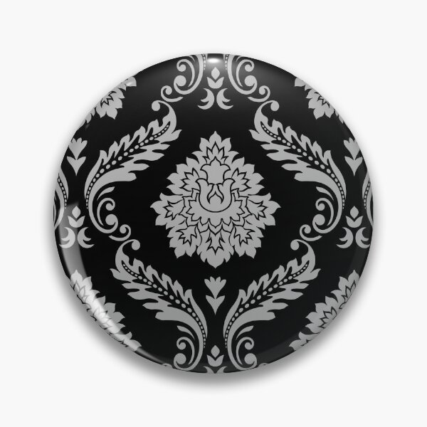 Item preview, Rococo Damask Pattern Gray on Black designed and sold by NataliePaskell.