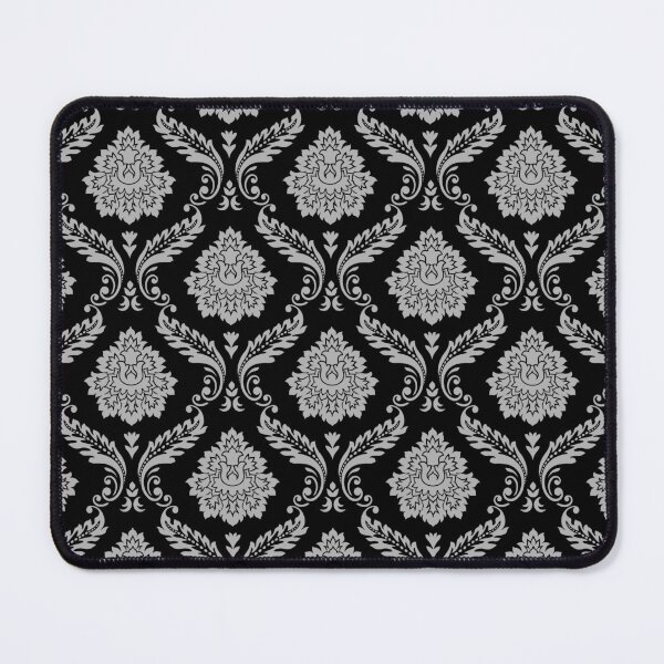 Item preview, Rococo Damask Pattern Gray on Black designed and sold by NataliePaskell.