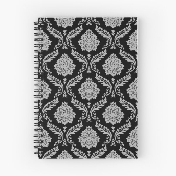 Item preview, Rococo Damask Pattern Gray on Black designed and sold by NataliePaskell.
