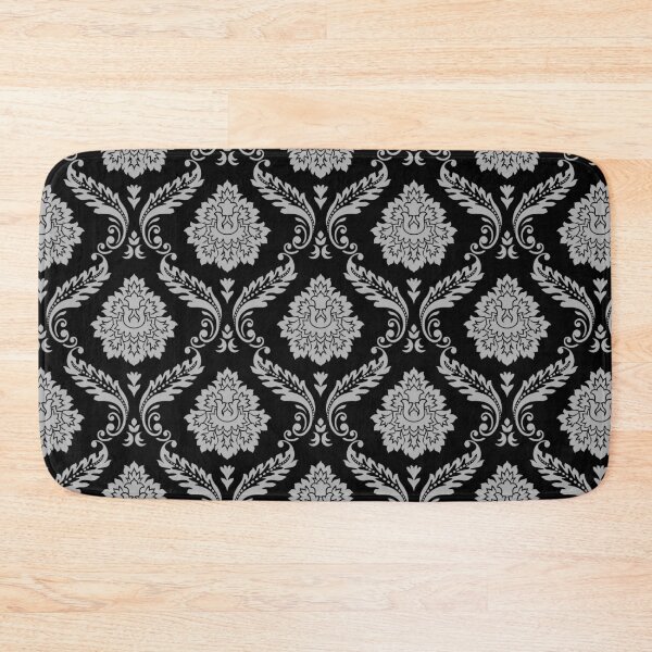 Item preview, Rococo Damask Pattern Gray on Black designed and sold by NataliePaskell.