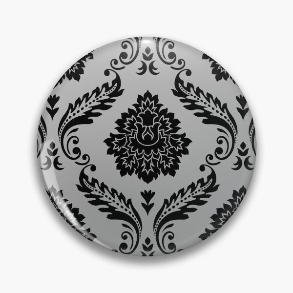 Item preview, Rococo Damask Pattern Black on Gray designed and sold by NataliePaskell.
