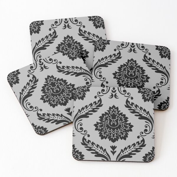 Item preview, Rococo Damask Pattern Black on Gray designed and sold by NataliePaskell.