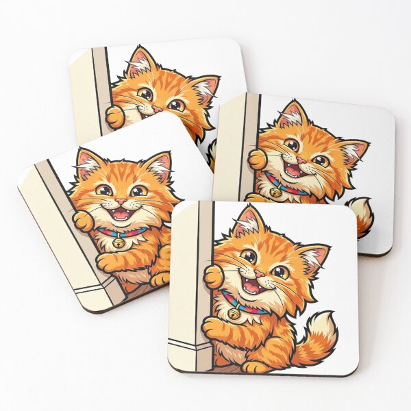 Item preview, Cute Orange Kitten Peeking Around Corner designed and sold by krujoArt.