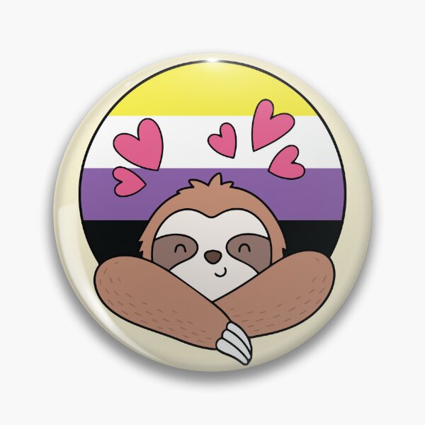 Item preview, LGBTQ Sloth - Kawaii Non binary Sloth With Hearts designed and sold by Cannaxes Studio.