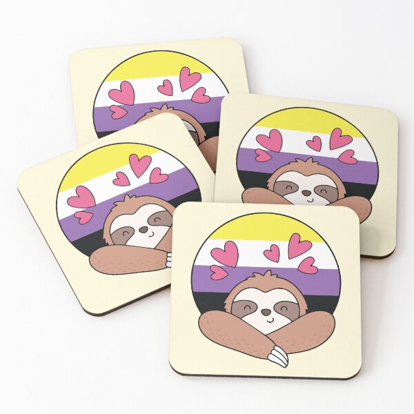 Item preview, LGBTQ Sloth - Kawaii Non binary Sloth With Hearts designed and sold by Cannaxes Studio.