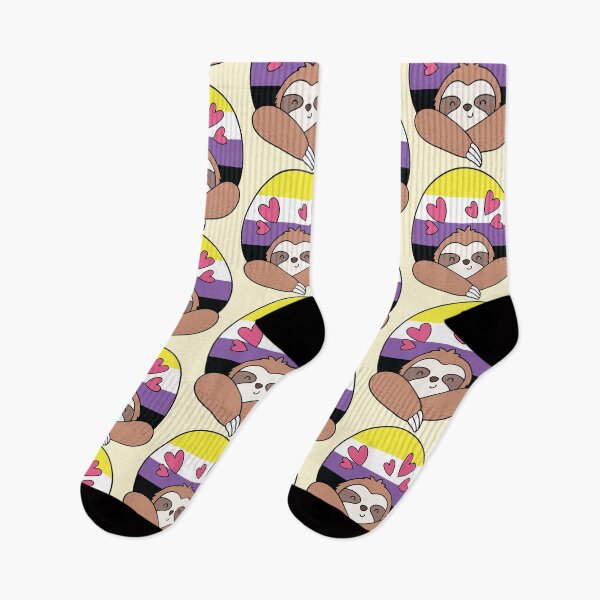 Item preview, LGBTQ Sloth - Kawaii Non binary Sloth With Hearts designed and sold by Cannaxes Studio.