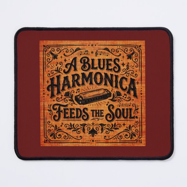 Item preview, Vintage Blues Harmonica Art Print - Soulful Music Quote Wall Art designed and sold by UrbanPopDesigns.