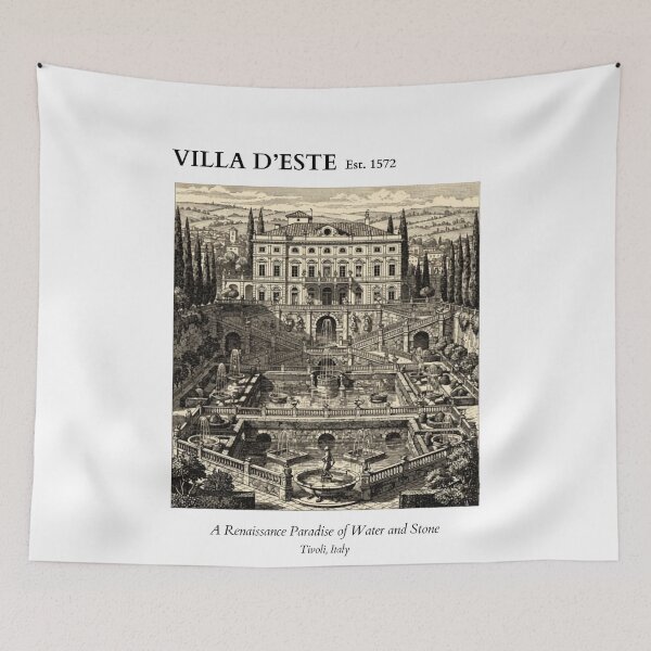 Item preview, Villa d'Este Vintage Engraving Art Print | Renaissance Gardens Fountains Tivoli | Italy Wall Decor designed and sold by Panom Suavichien.
