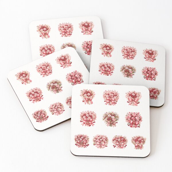 Item preview, Cherry Blossom and Cherry Bouquet Sticker Collection with Pink Satin Bows, Romantic Coquette Floral Arrangements designed and sold by looplandger.