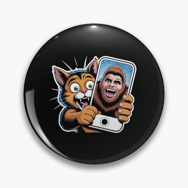 Item preview, Surprised Scared Cat Selfie Scared Cat Reaction Meets Sasquatch Humor designed and sold by Redgiant87x.